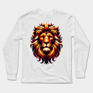 Fiery Lion Spirit Illustration Long Sleeve T-Shirt